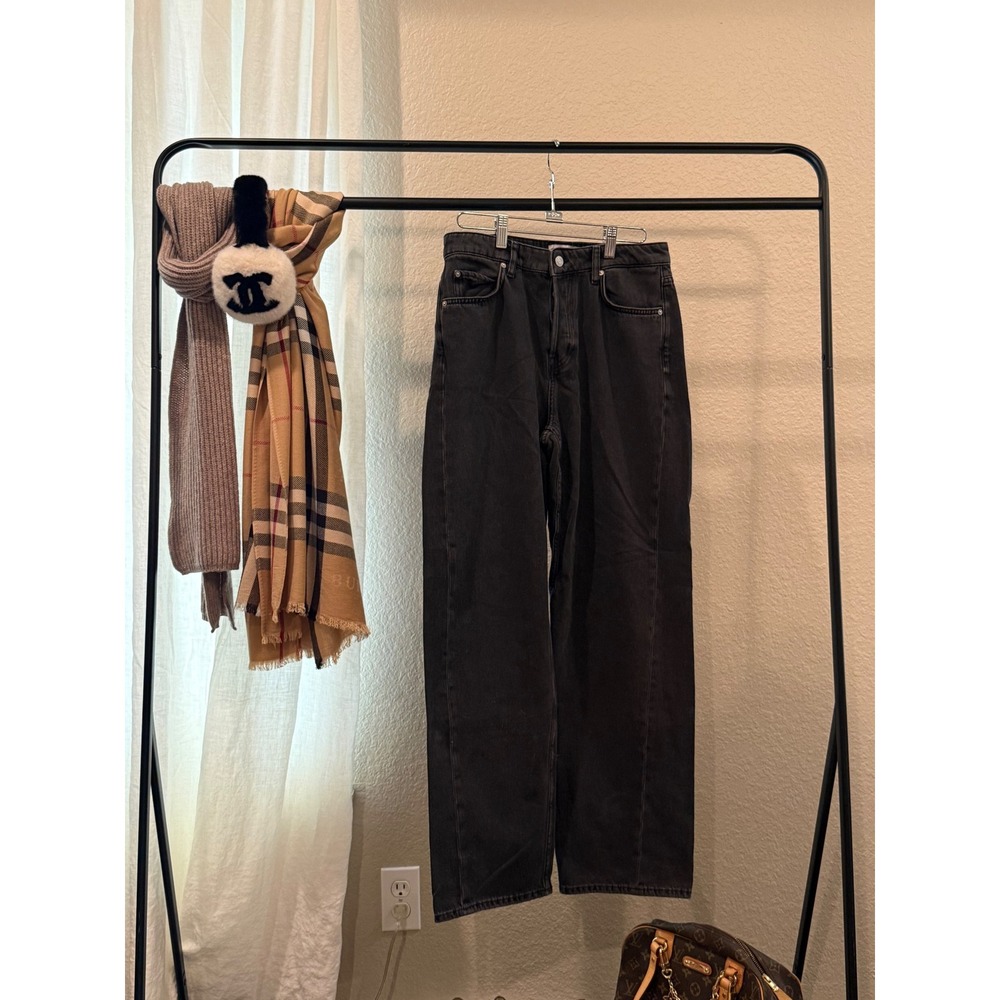 & Other Stories Washed Black Wide Leg High Waisted Denim Jeans 27/32